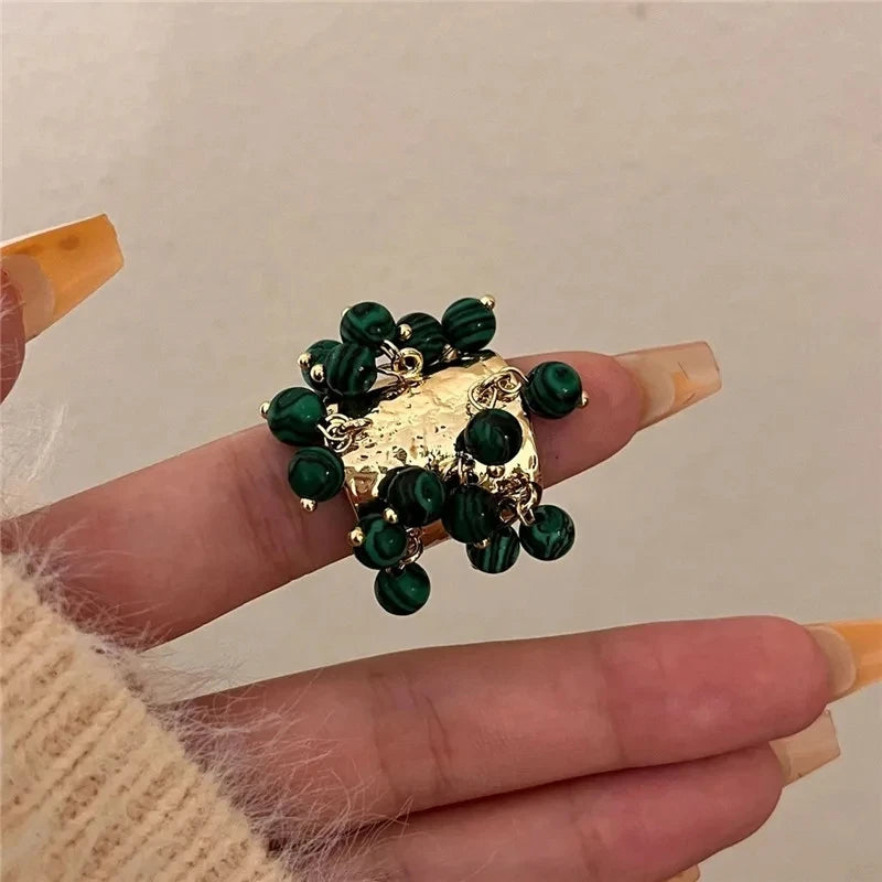Vintage Multicolor Stone Statement Ring – Open Adjustable Ring for Women, Bohemian Chic Jewelry