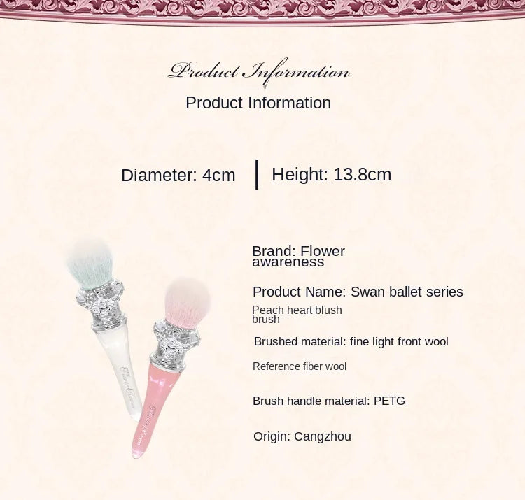 Flower Knows Swan Ballet Blush Wool Brush Mineral Powder Bronzer Contour Makeup Brushes By Flower Knows