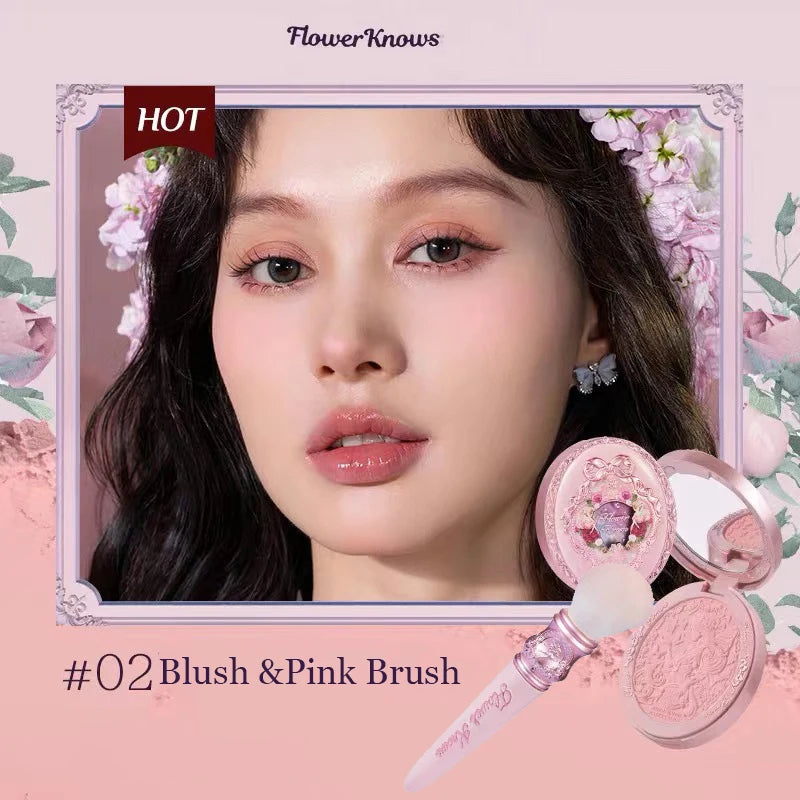 Makeup Flowerknows Shell Pearl Collection Silk Satin Blusher Lightweight Highly Pigmented Blush Powder Long Lasting Face Blushes