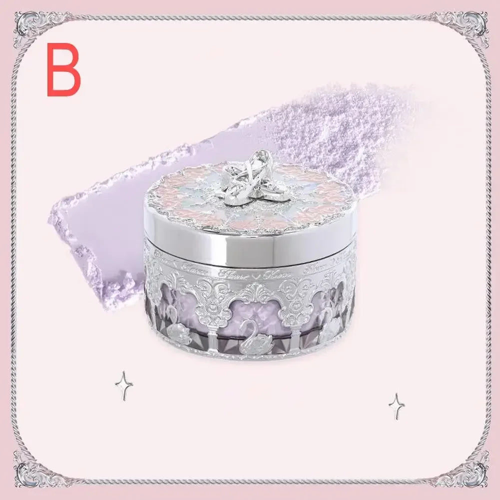 Flower Knows Swan Ballet Setting Rose Scent Loose Powder Makeup Matte Finishing Oil Control Setting Powder Make-up For Women