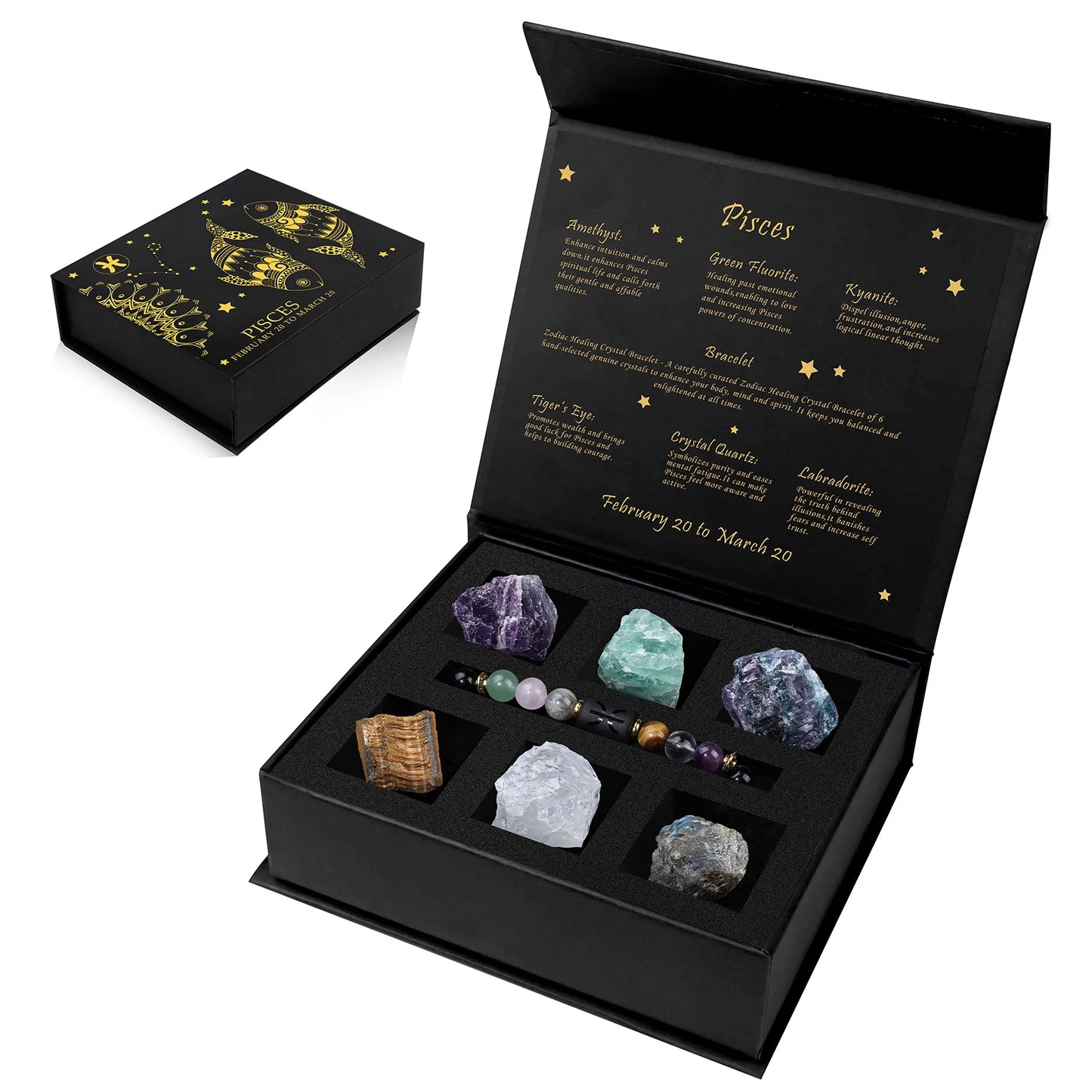 Zodiac Constellation Gift Set – Natural Stone Bracelet & Crystal Box for Astrology Lovers