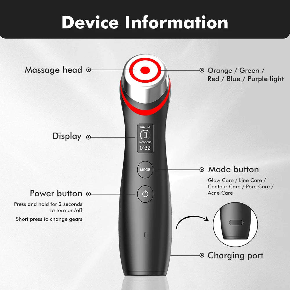 Age Boosters Pro R6 EMS RF LED Facial Device Skin Tightening Anti Wrinkle Pore Cleaner Beauty Tool