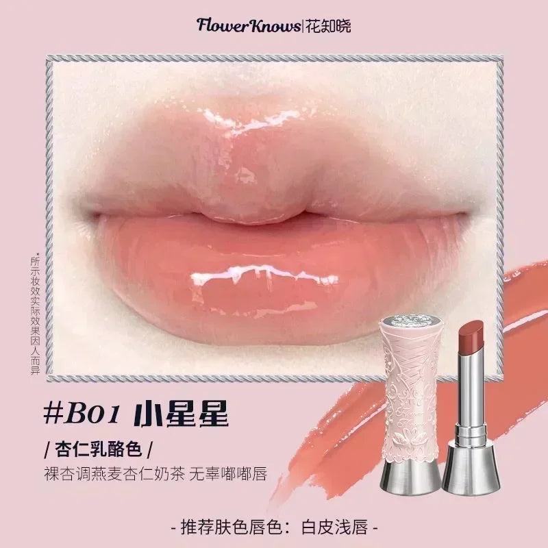 Flower Knows Midsummer Night Series Mirror Lip Gloss Film-forming Lip Balm Moisturizing Long Lasting Non-sticky ALL Lips Makeup