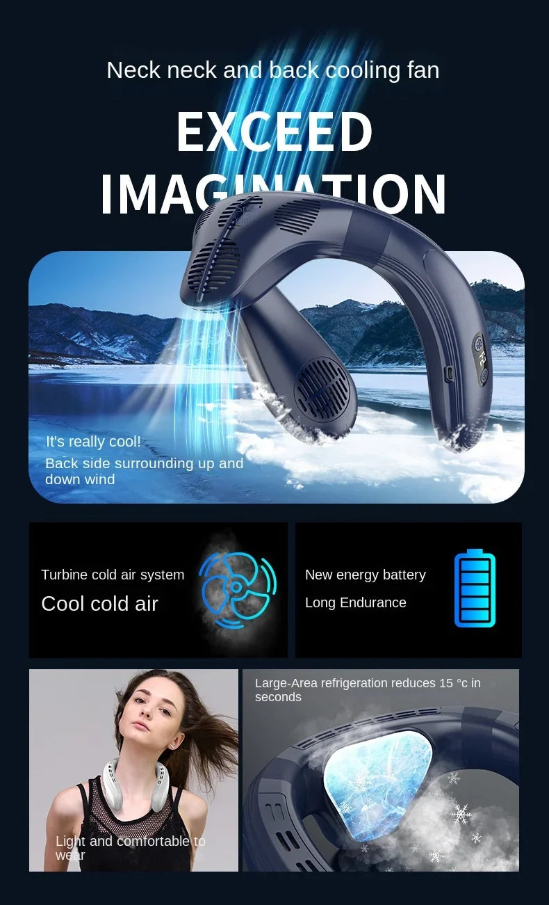 Neck & Back Cooling Fan – Hands-Free Comfort Anywhere