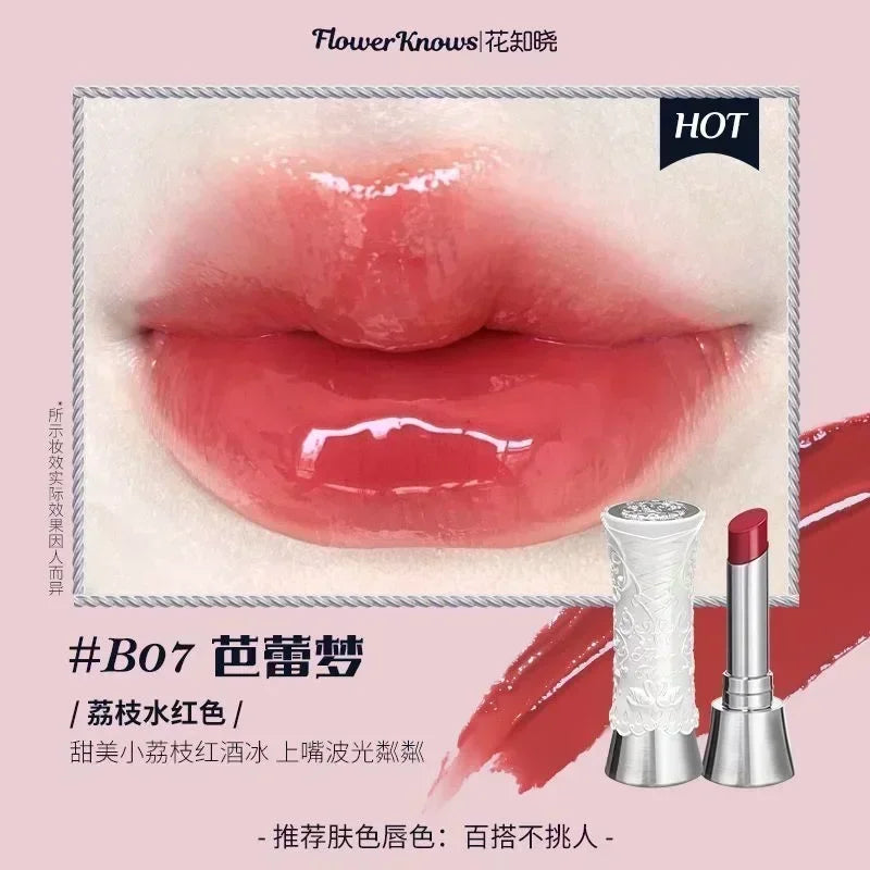 Flower Knows Midsummer Night Series Mirror Lip Gloss Film-forming Lip Balm Moisturizing Long Lasting Non-sticky ALL Lips Makeup