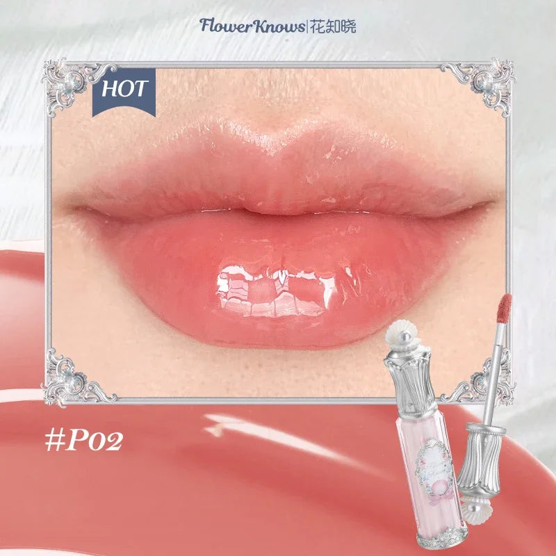 Flower Knows Midsummer Night Series Mirror Lip Gloss Film-forming Lip Balm Moisturizing Long Lasting Non-sticky ALL Lips Makeup