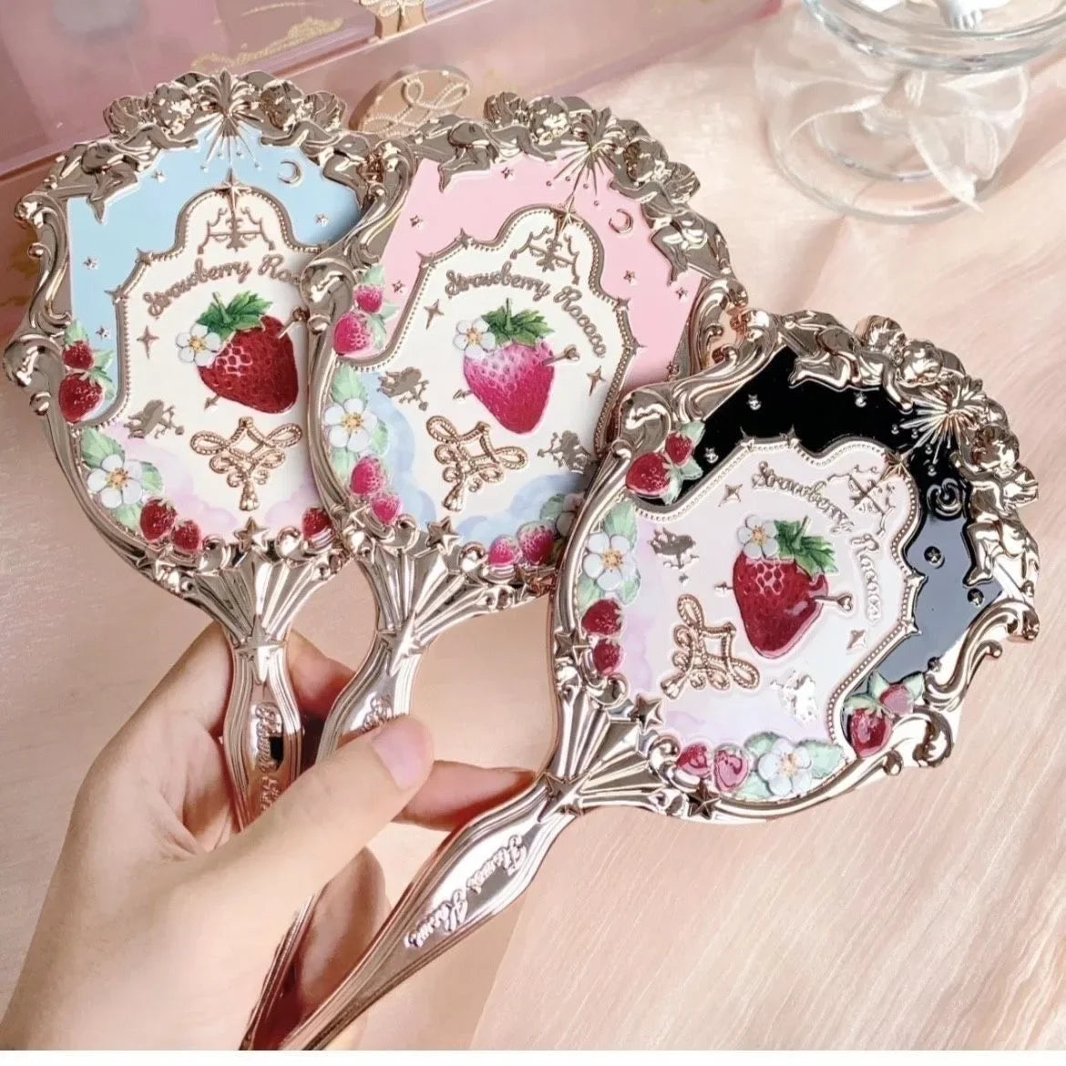 Mirror Moonlight Mermaid Collection Handheld Limited Edition Mirror White, Blue, Pink, and Chocolate Fairy Design