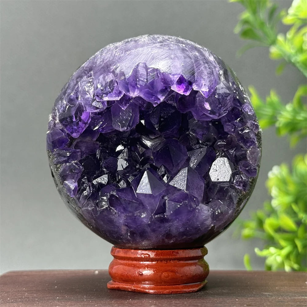 Natural Amethyst Crystal Sphere - Healing Energy Ball for Meditation, Aura Cleanse, Home Decor, Feng Shui, Gemstone Gift