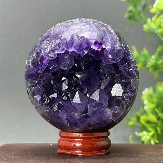 Natural Amethyst Crystal Sphere - Healing Energy Ball for Meditation, Aura Cleanse, Home Decor, Feng Shui, Gemstone Gift