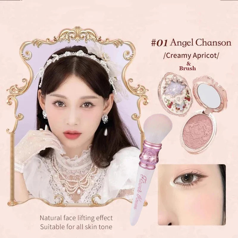 Flower Knows Strawberry Rococo Series Embossed Blush 5g Blush Powder Berry Mary Blusher Palette Makeup Profesional