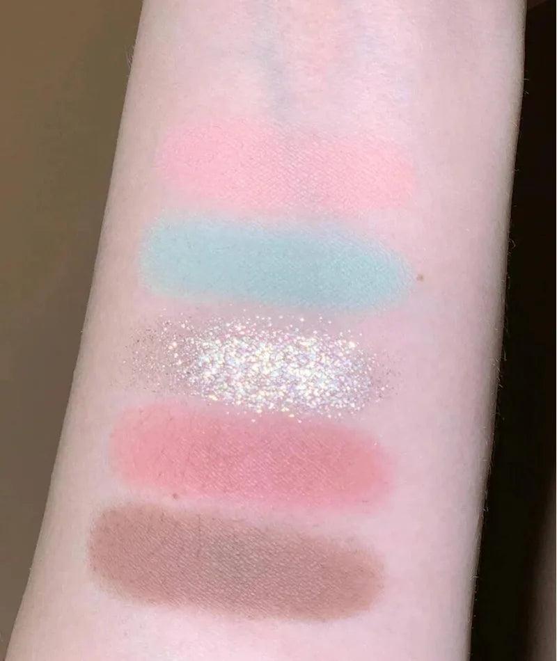 Flower Knows Moonlight Mermaid Series Glitter Eyeshadow Palette High Pigment Shell Jewelry Blush Makeup Brush Set Matte Finish