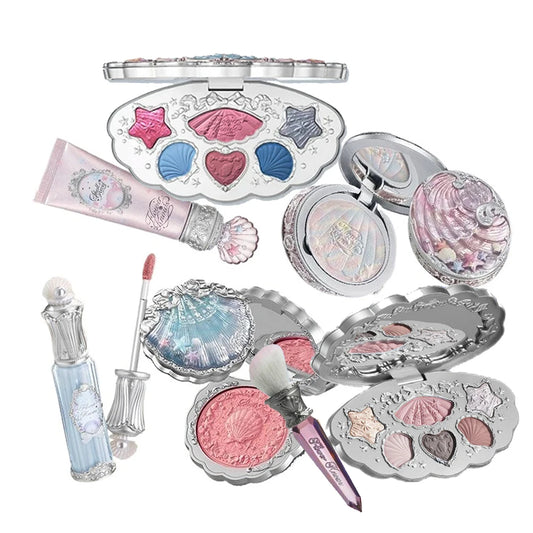 Flower Knows Shell Jewel Collection Professional Makeup Gift Set Eyeshadow Blush Lip Glaze Setting Powder Correcting Primer Kit