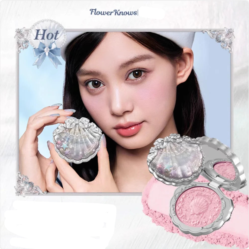 Flower Knows Shell's Jewel Collection Silk Satin Blush 5g Highlight Hybrid Colorful pearls, as soft as silk Beachy glow Makeup
