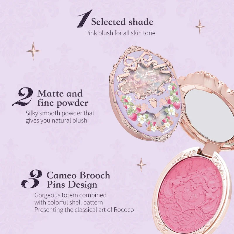 Flower Knows Makeup Strawberry Rococo Violet Series Embossed Blush Palette Lightweight, Smooth,Long-lasting Face Enhancing