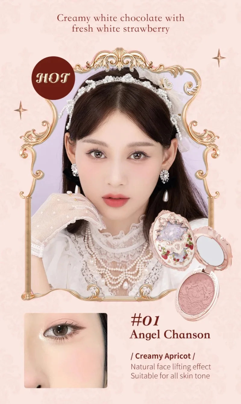 Flower Knows Strawberry Rococo Series Embossed Blush 5g Blush Powder Berry Mary Blusher Palette Makeup Profesional