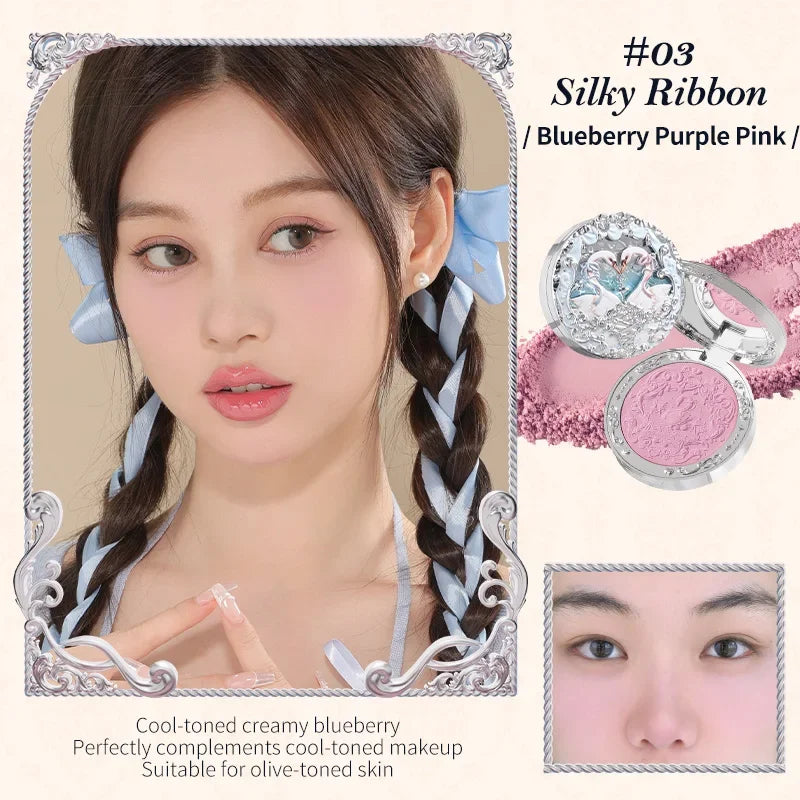 Flowerknows Swan Ballet Series Embossed Blush Palette Cute Makeup Korean Long Lasting Waterproof Face Blushes