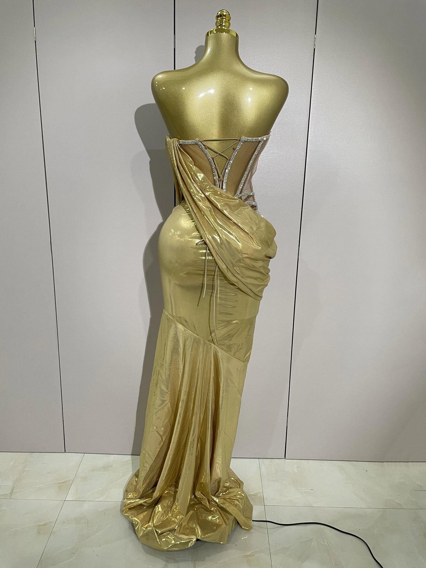 Sexy Sparkly Diamond Long Dress Two Pieces Sets Women Nightclub Party Celebrate Dance Singer Performance Costume Stage Outfit