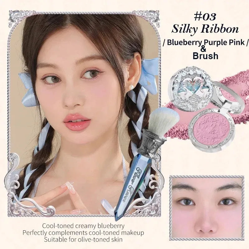 Makeup Flowerknows Shell Pearl Collection Silk Satin Blusher Lightweight Highly Pigmented Blush Powder Long Lasting Face Blushes