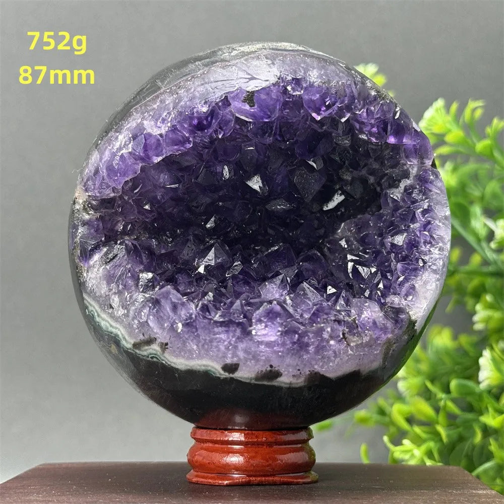 Natural Amethyst Crystal Sphere - Healing Energy Ball for Meditation, Aura Cleanse, Home Decor, Feng Shui, Gemstone Gift
