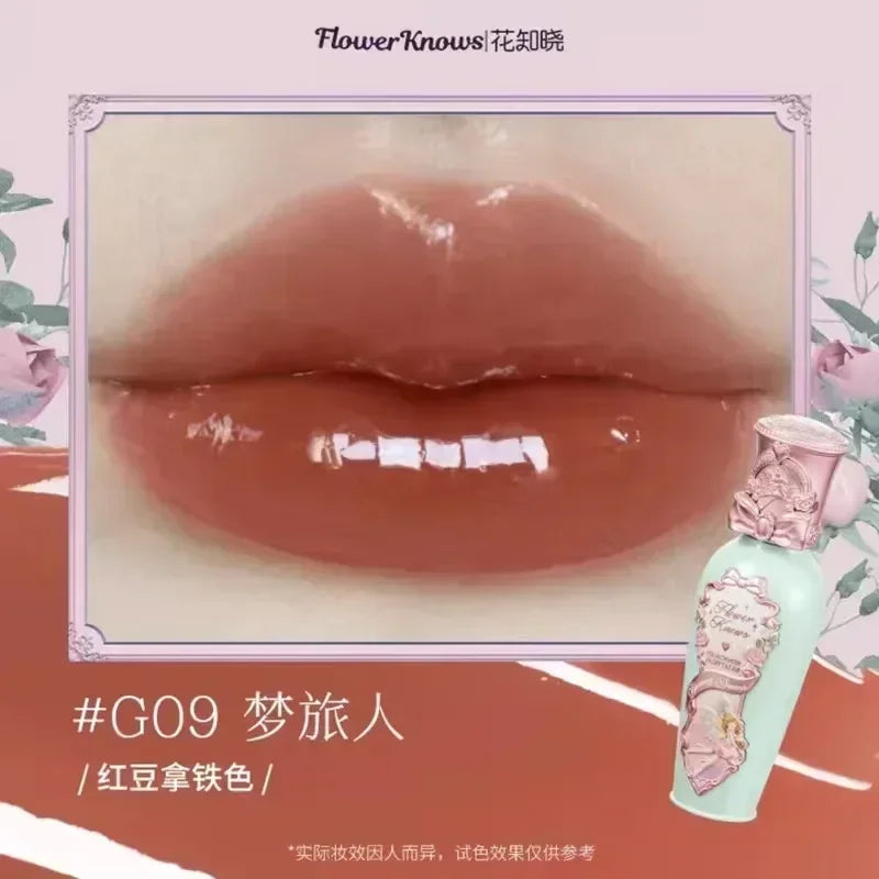 Flower Knows Midsummer Night Series Mirror Lip Gloss Film-forming Lip Balm Moisturizing Long Lasting Non-sticky ALL Lips Makeup
