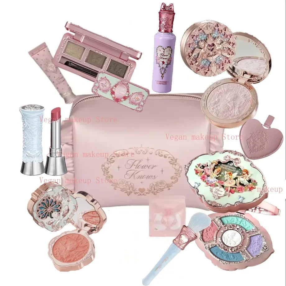 Flower Knows Makeup Sets Moonlight Mermaid Eyeshadow Little Angel Highlighter Powder Glow Waterproof Matte Lipstick Glossy
