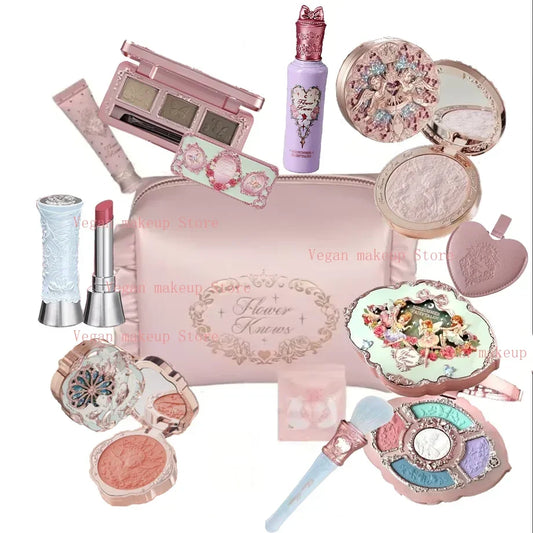 Flower Knows Makeup Sets Moonlight Mermaid Eyeshadow Little Angel Highlighter Powder Glow Waterproof Matte Lipstick Glossy