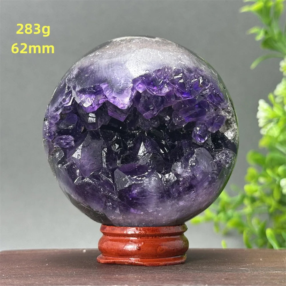 Natural Amethyst Crystal Sphere - Healing Energy Ball for Meditation, Aura Cleanse, Home Decor, Feng Shui, Gemstone Gift