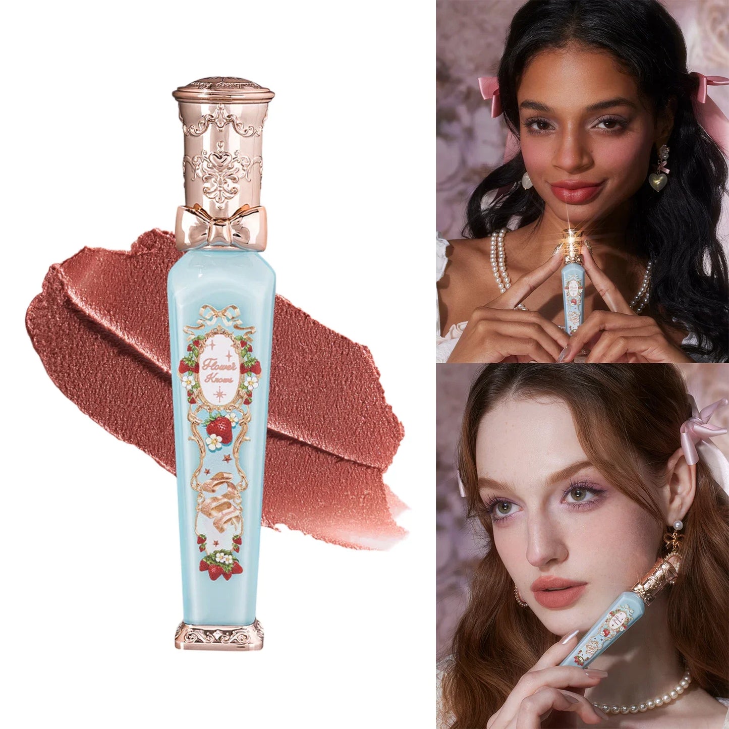 Flower Knows Strawberry Rococo Matte Lip Cream Vegan Waterproof Long Lasting Lip Stain Lightweight Blur Tint For Women Girl