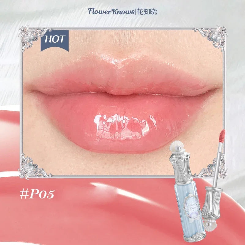 Flower Knows Midsummer Night Series Mirror Lip Gloss Film-forming Lip Balm Moisturizing Long Lasting Non-sticky ALL Lips Makeup