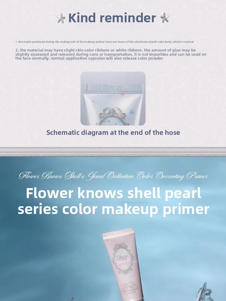 Makeup Flower Knows Shell Pearl Collection Primer Coloring Makeup Base Face Milk Brightening and Holding Make Up Concealer