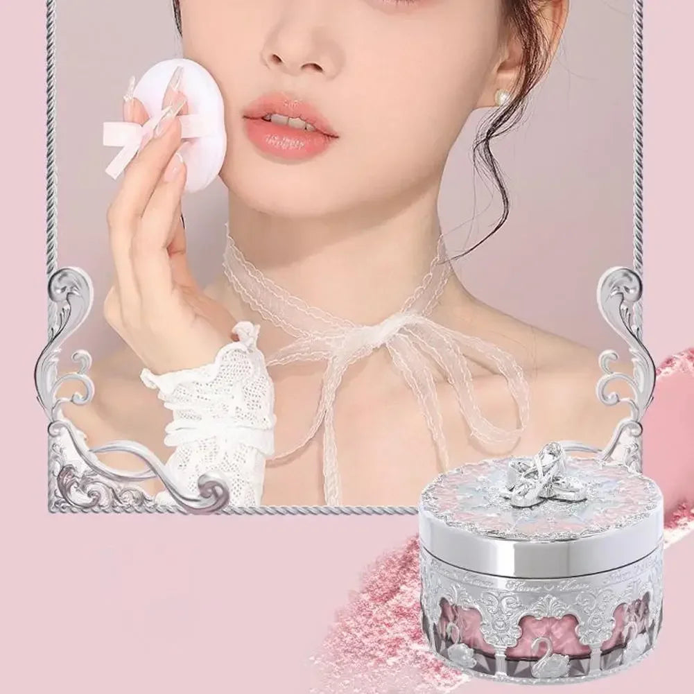 Flower Knows Swan Ballet Setting Rose Scent Loose Powder Makeup Matte Finishing Oil Control Setting Powder Make-up For Women