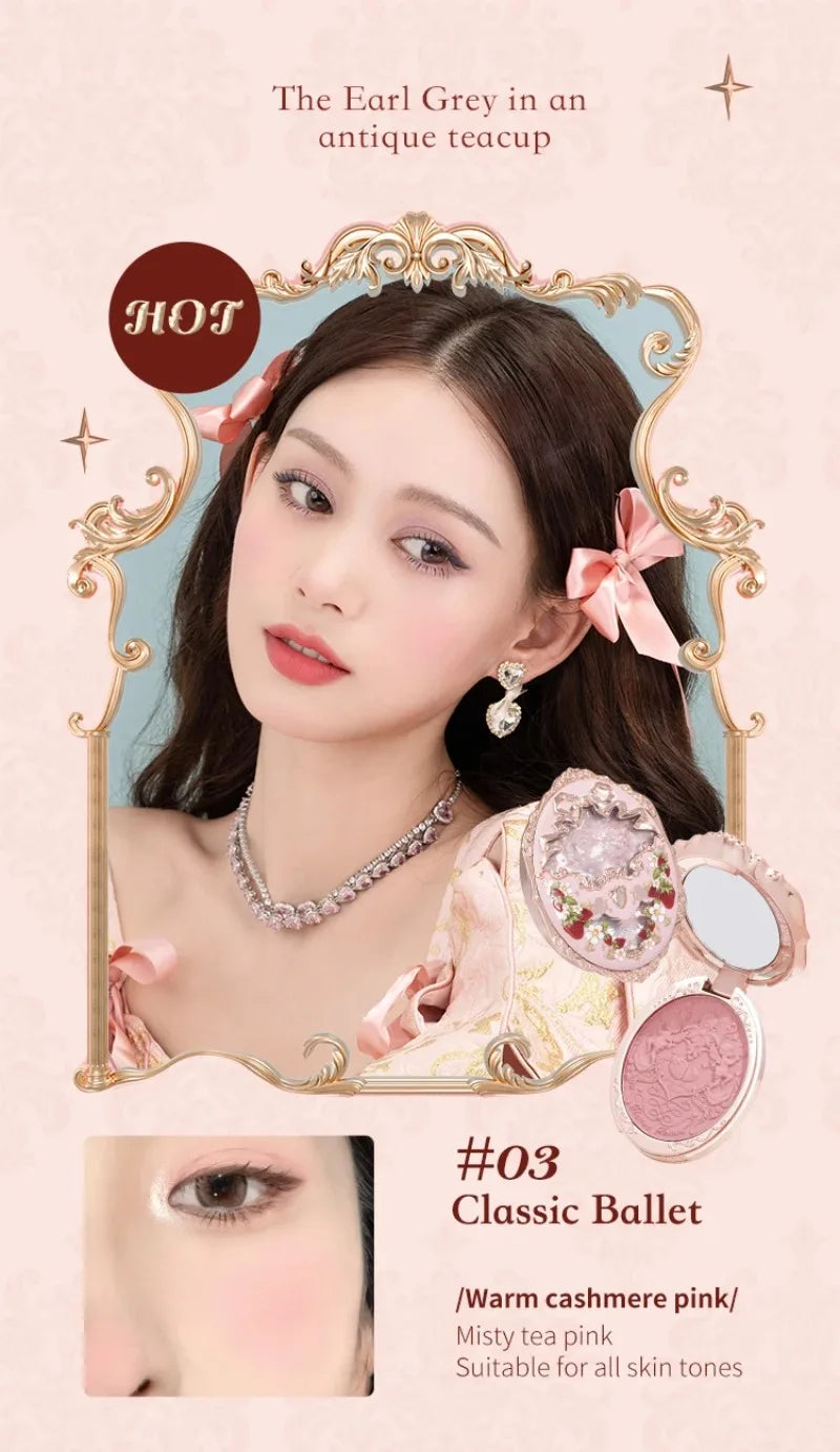 Flower Knows Strawberry Rococo Series Embossed Blush 5g Blush Powder Berry Mary Blusher Palette Makeup Profesional