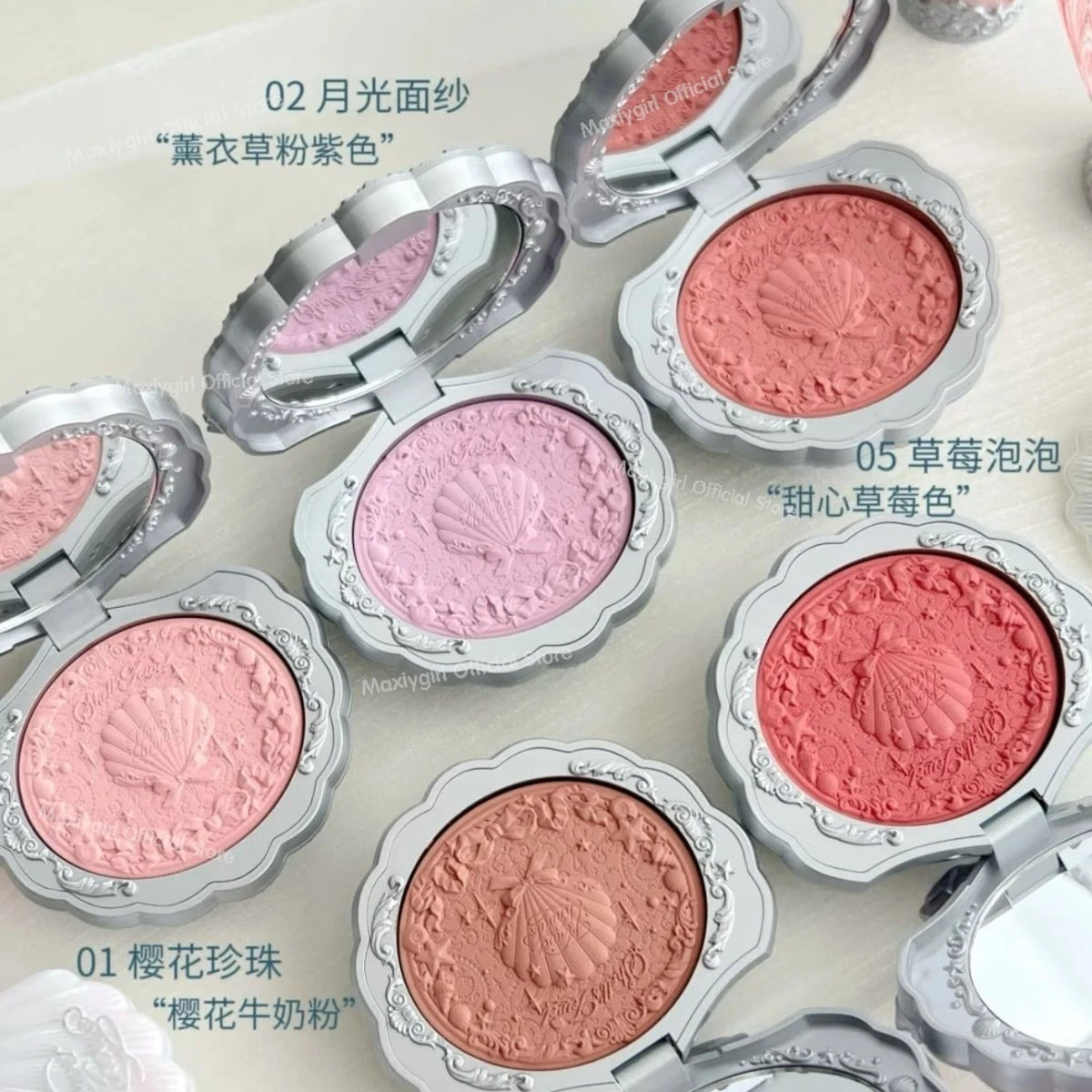 Flower Knows Shell's Jewel Collection Blush Matte Powder Baked Natural Satin Highly Pigmented Lightweight Smooth Finish Cheeks