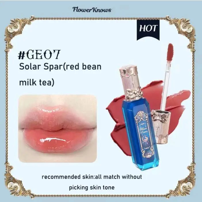 Flower Knows Moonlight Mermaid Series Jewelry Lip Glaze Moisturizing Non-sticky Glossy mirror surface Hydrating Long-lasting