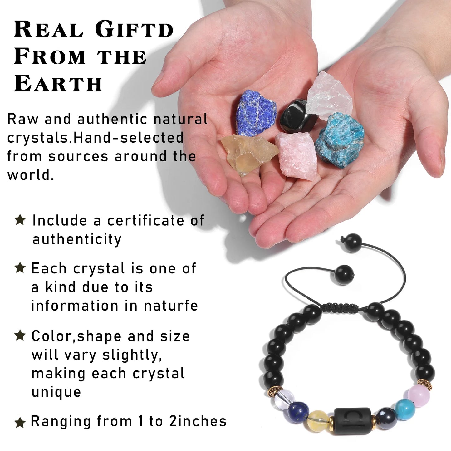 Zodiac Constellation Gift Set – Natural Stone Bracelet & Crystal Box for Astrology Lovers