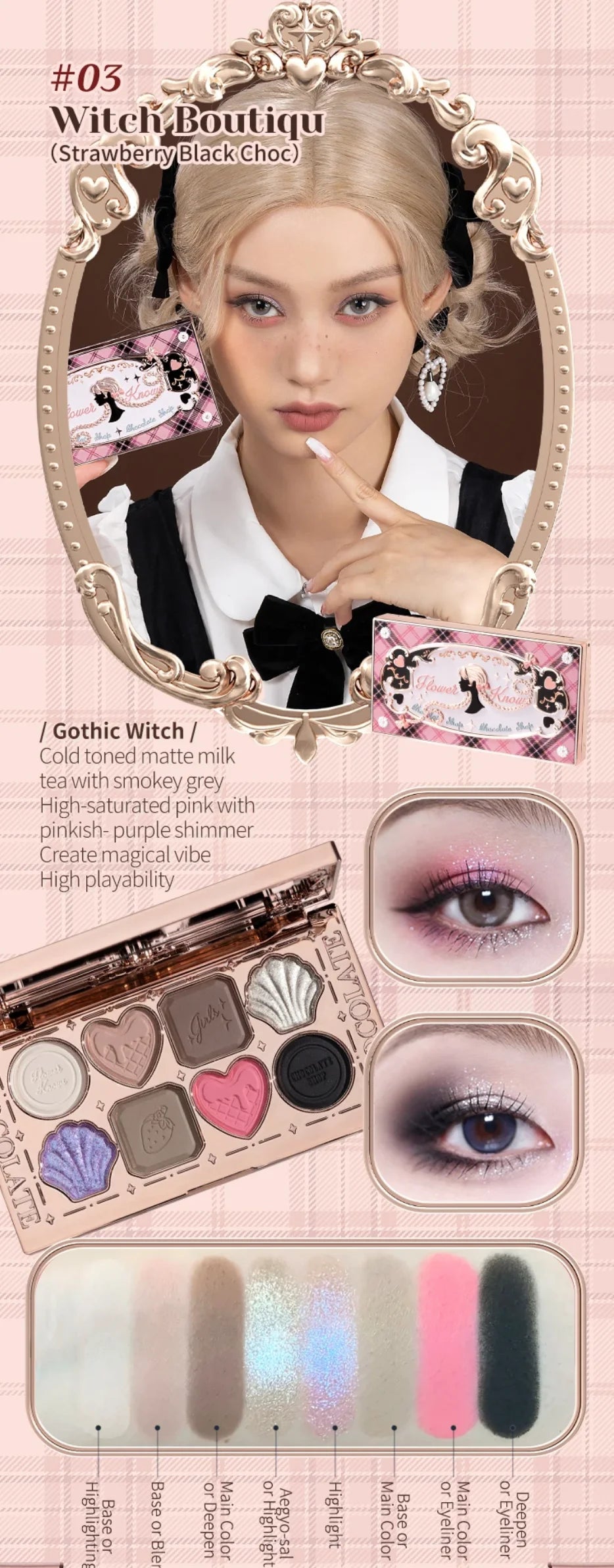 Flower Knows Chocolate Series All In Makeup Set Eyeshadow Palette Matte Lip Mud Blush Long Lasting Black Mascara Cream Original