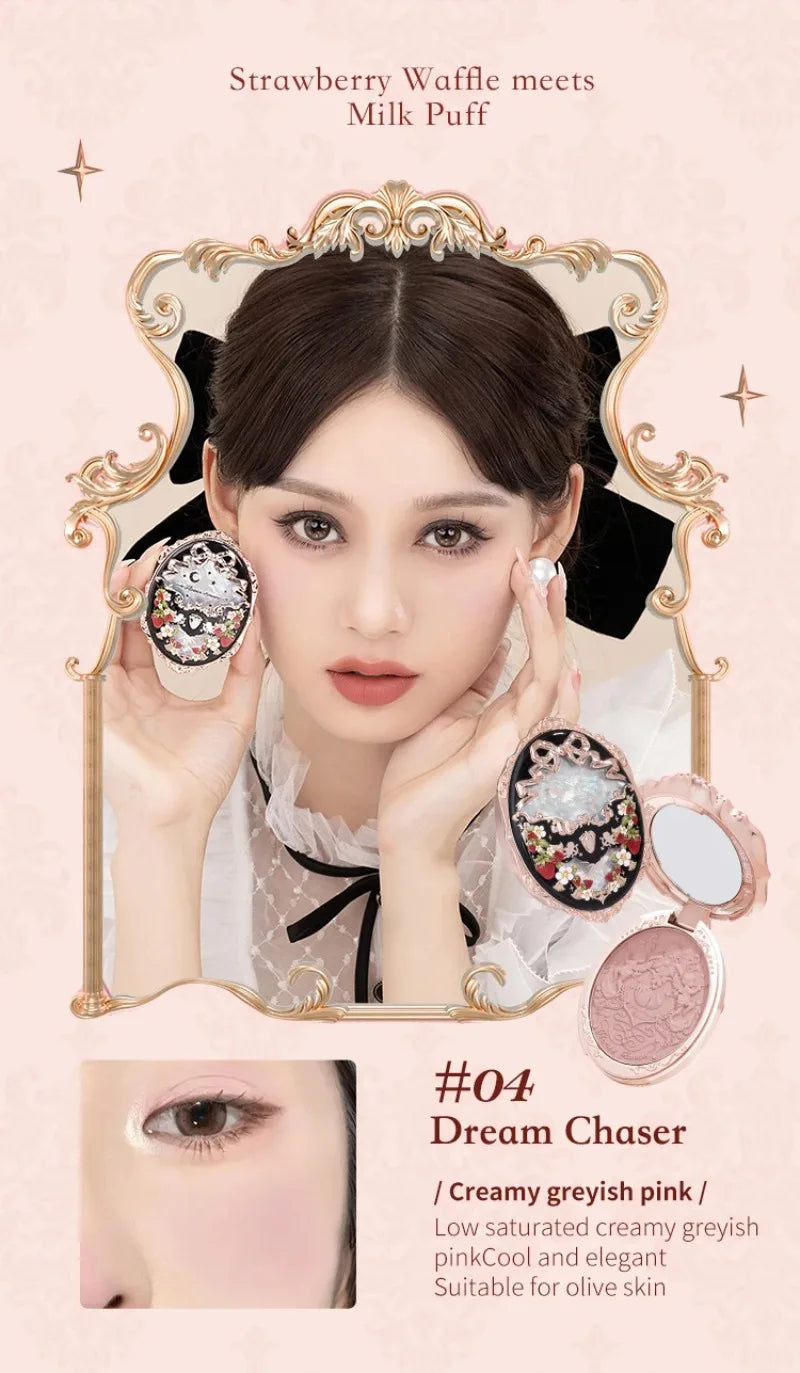 Flower Knows Strawberry Rococo Series Embossed Blush 5g Blush Powder Berry Mary Blusher Palette Makeup Profesional