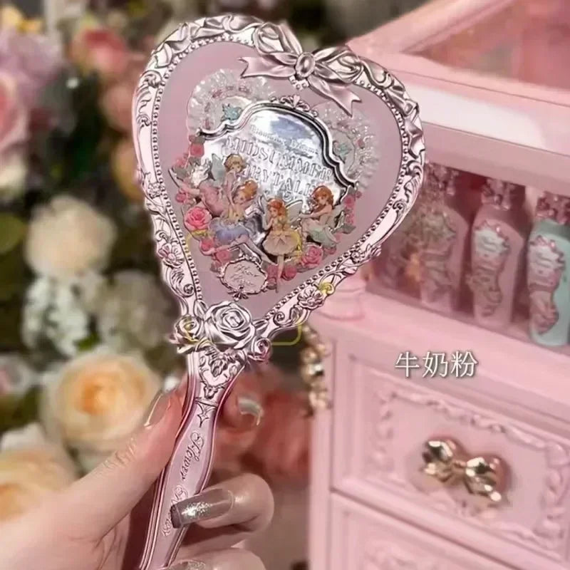 Flower Knows Little Angel Series Hand Holding Mirror 3 Types Exquisite Relief Makeup Tools