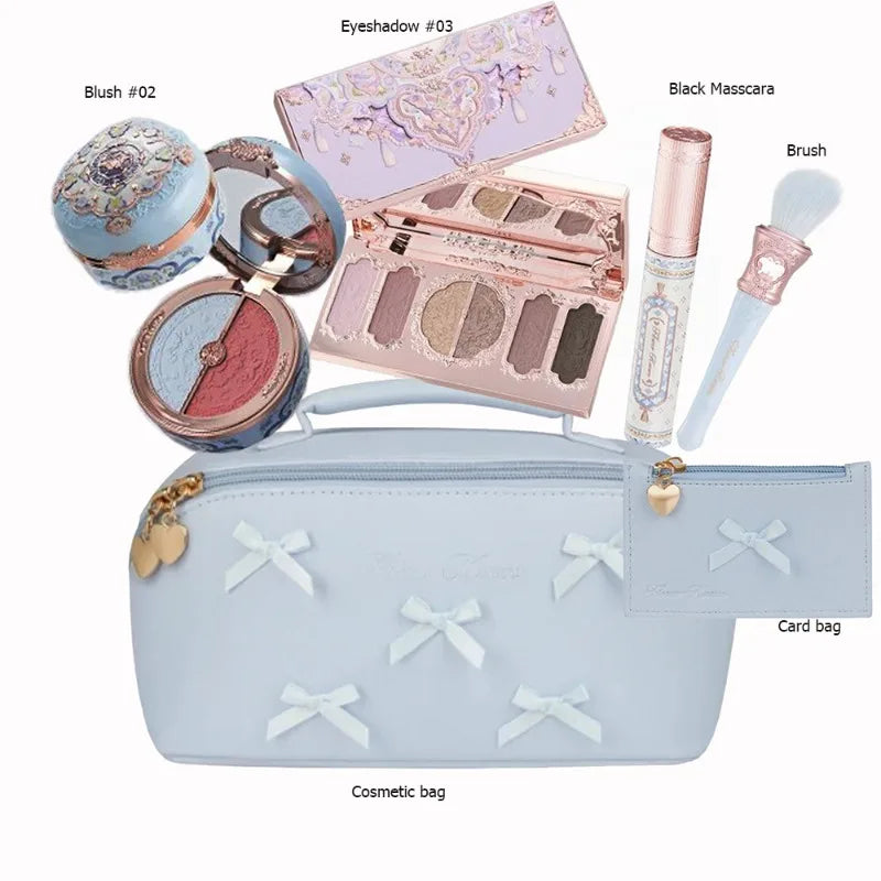 Flowerknows All In One Mackup Set Gift Box Flower Knows Glitter Eye Shadow Palette Blusher Long Lasting Gloss Lipstick With Bag