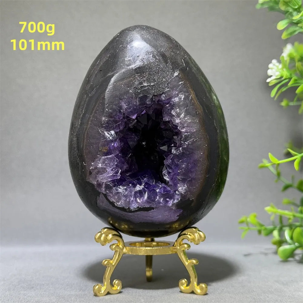 Natural Amethyst Cluster Dinosaur Egg – Quartz Crystal Cave for Spiritual Energy, Healing & Home Decoration