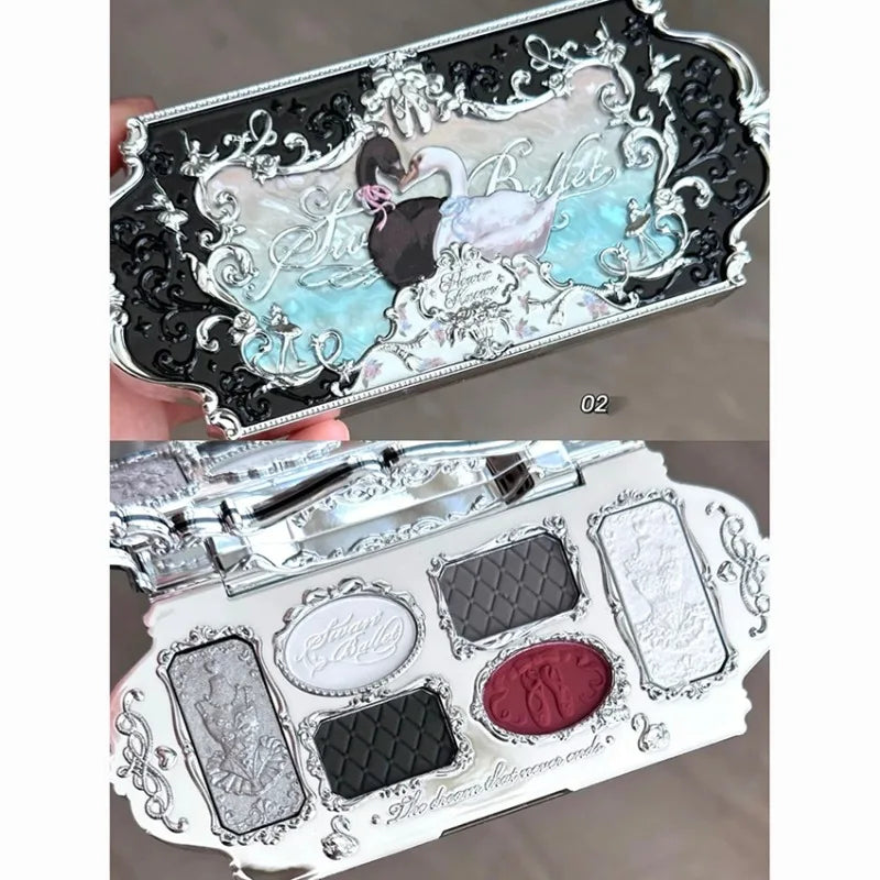 Flower Knows Makeup Sets Swan Ballet Eyeshadow Palette Matte Glow Shimmer Powder Blush Moisturizing Lipstick Highlighter Kit