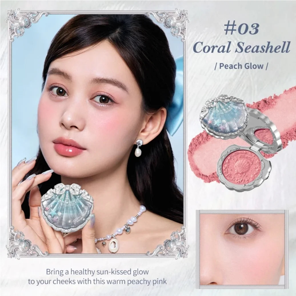 Flower Knows Shell's Jewel Collection Silk Satin Blush 5g Highlight Hybrid Colorful pearls, as soft as silk Beachy glow Makeup