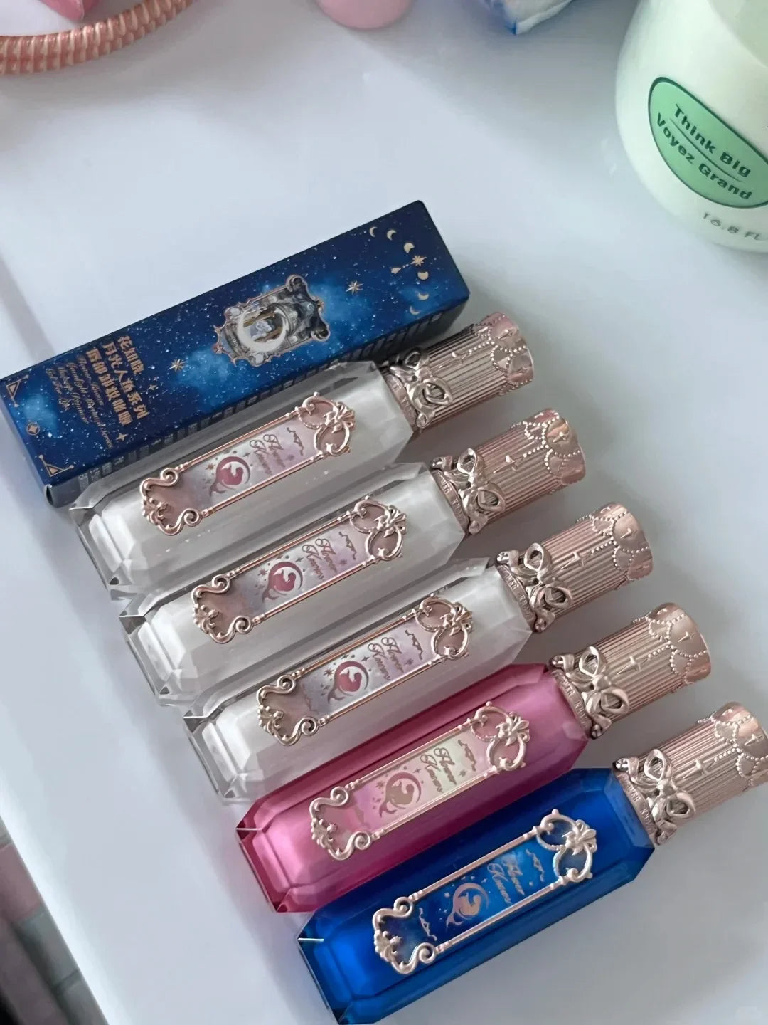 Flower Knows Moonlight Mermaid Lip Gloss Hydrating Long Lasting Mirror Shine Glossy Lip Tint Liquid Lipstick for Women Makeup