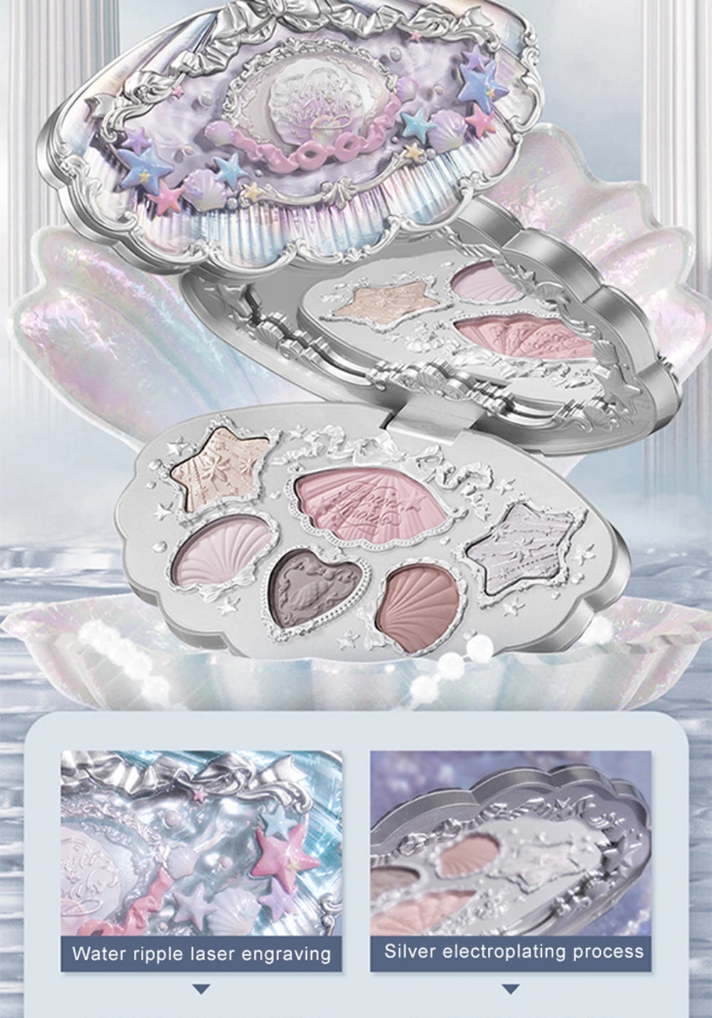 Flower Knows Shell Eyeshadow Palette 6 Colors Matte Shimmer Highly Pigmented Long Lasting Blendable Natural Look Makeup
