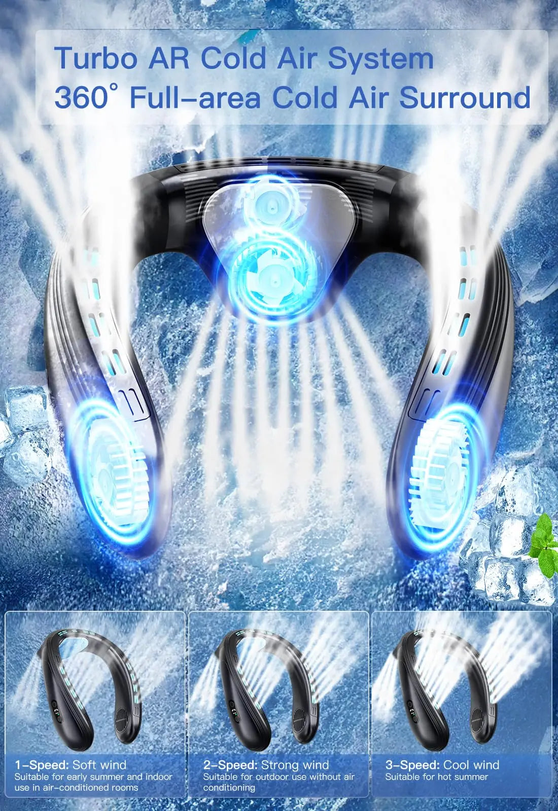 Neck & Back Cooling Fan – Hands-Free Comfort Anywhere