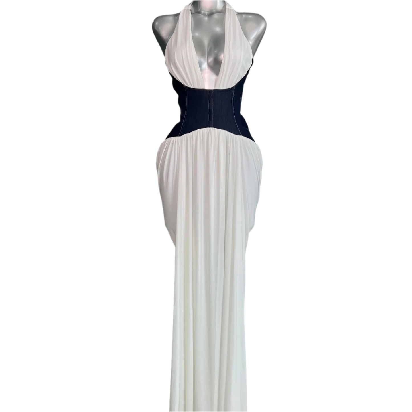 Brand New 2025 Women Sexy V Neck Halter Backless Bodycon Maxi Dress Patchwork Evening Party Dress Vestido