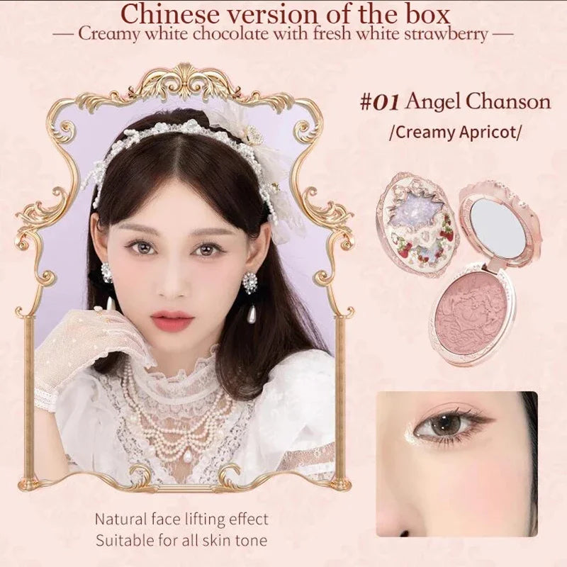 Flower Knows Strawberry Rococo Series Embossed Blush 5g Blush Powder Berry Mary Blusher Palette Makeup Profesional
