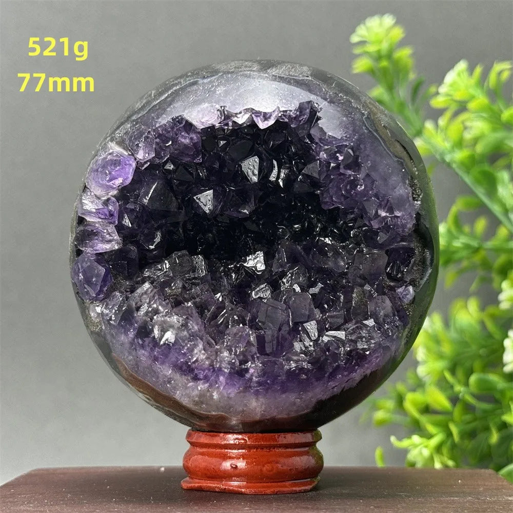 Natural Amethyst Crystal Sphere - Healing Energy Ball for Meditation, Aura Cleanse, Home Decor, Feng Shui, Gemstone Gift