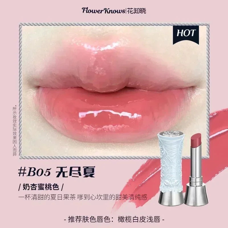 Flower Knows Midsummer Night Series Mirror Lip Gloss Film-forming Lip Balm Moisturizing Long Lasting Non-sticky ALL Lips Makeup