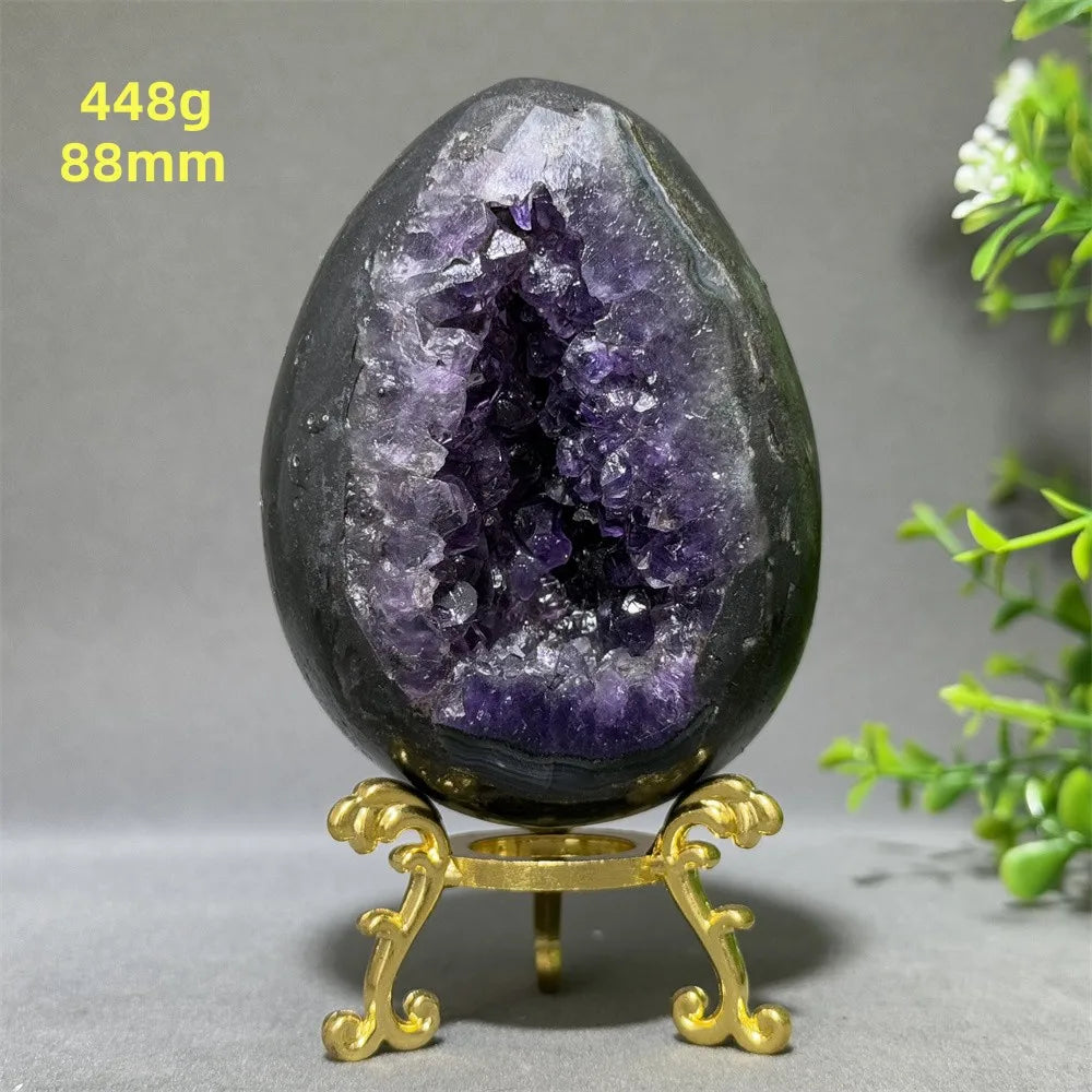 Natural Amethyst Cluster Dinosaur Egg – Quartz Crystal Cave for Spiritual Energy, Healing & Home Decoration
